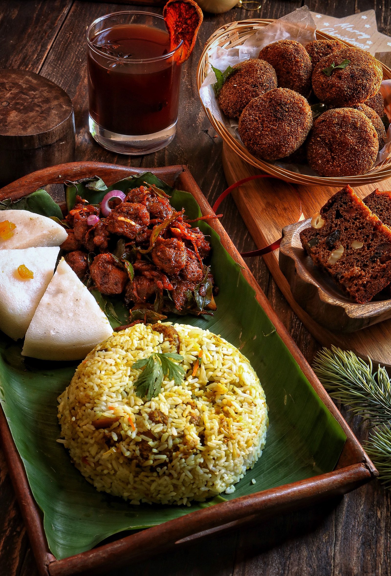 Spiced meat curry with turmeric rice